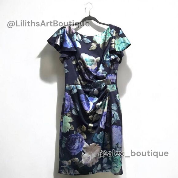 Jessica Howard Floral Runch Sheath Midi Dress(C034)-Size 10 for Women - Picture 5 of 14